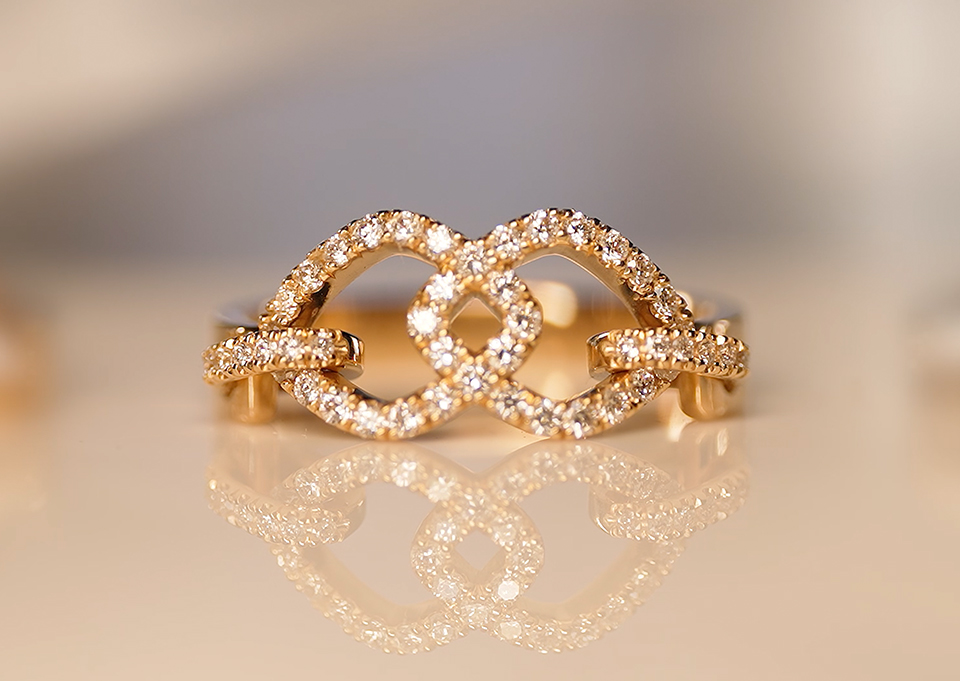 White Diamond & Gold Pavé Rings YMAL3